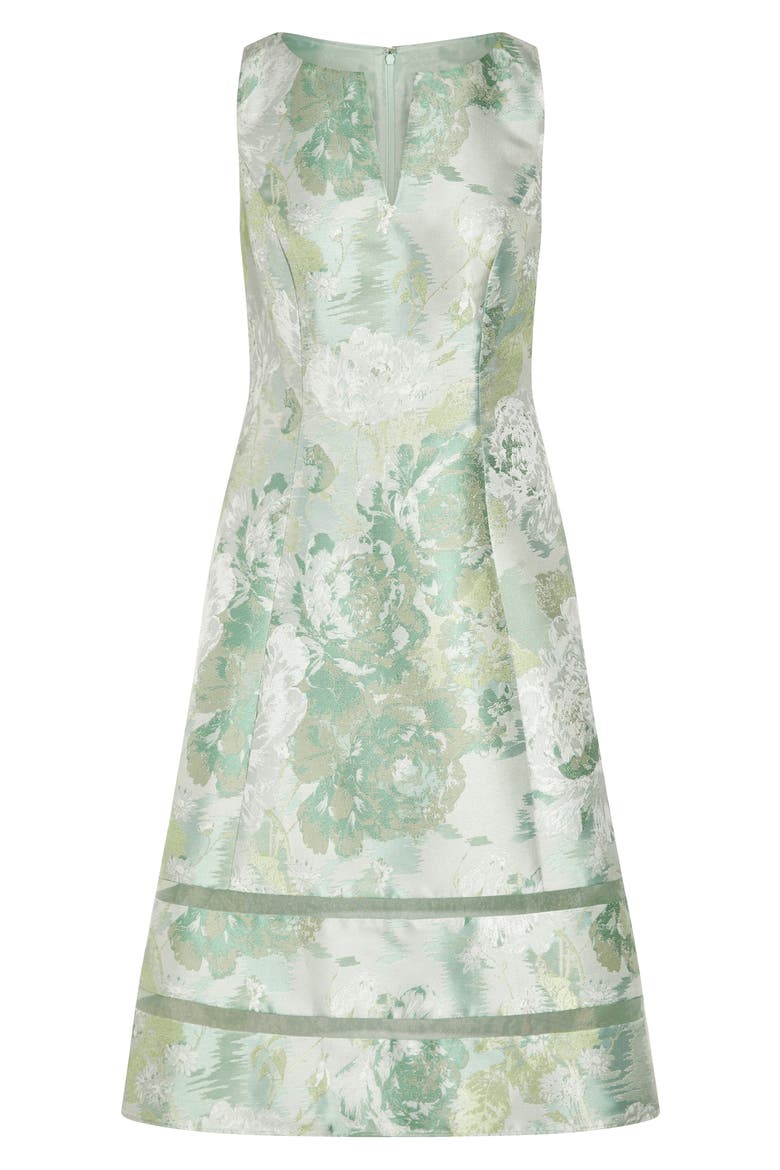 Floral Jacquard Fit & Flare Dress, Alternate, color, MINT MULTI