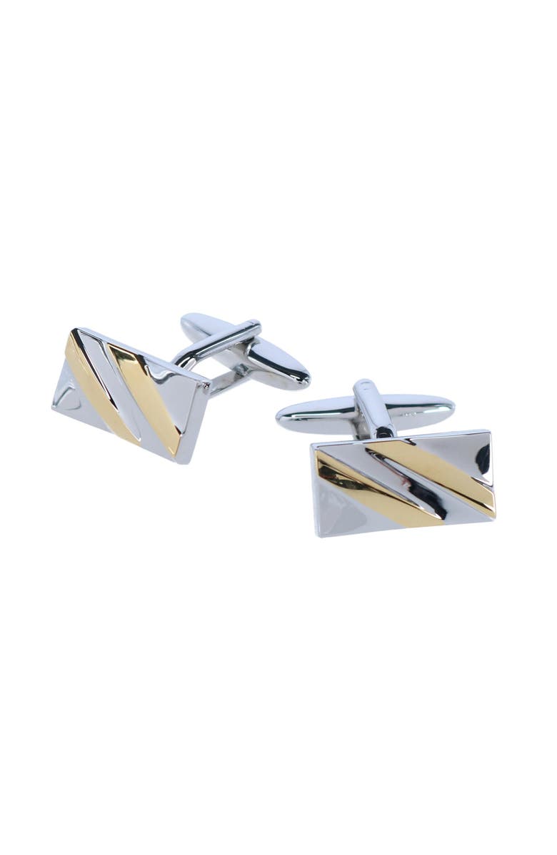 Trafalgar Rhodium and Gold Detailed Cufflinks, Main, color, Silver And Gold