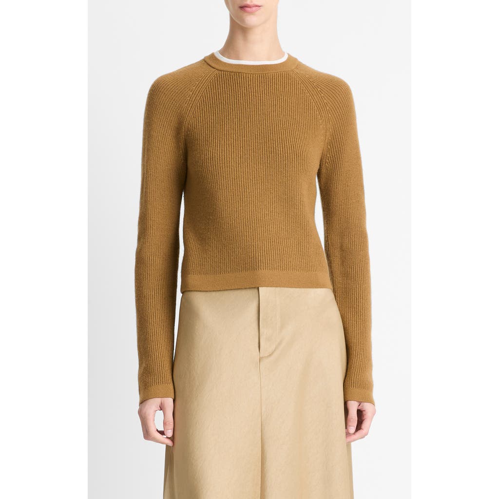 Vince Contrast Trim Merino Wool & Cashmere Sweater