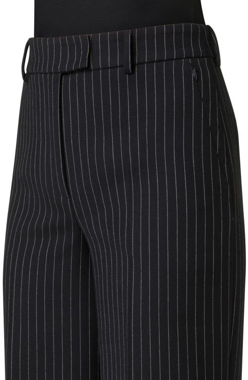 Akris Fior High-rise Pinstripe Wide-leg Pants In Black-ecru