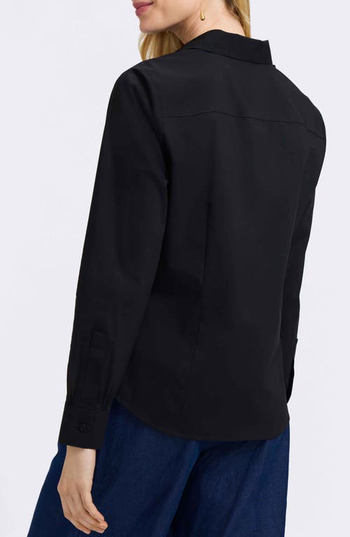 Foxcroft June Stretch Cotton Blend Button-up Shirt In Black