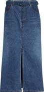 Sacai Belted Denim Midi Skirt