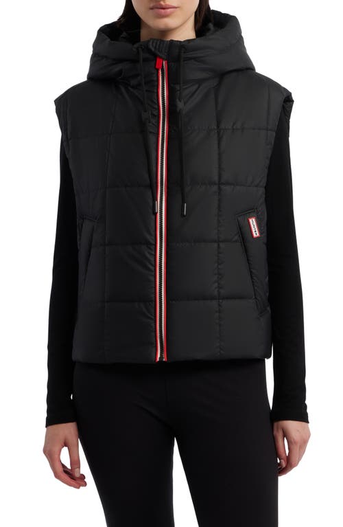 Hunter Lindsey Quilted Coated Water Repellent Vest In Black