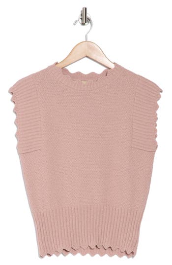Elie Elie Tahari Scallop Edge Sweater In Dusty Pink