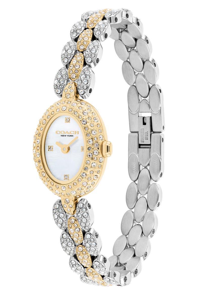 Sammy Crystal Oval Bracelet Watch, 19.5mm, Alternate, color, TWO TONE