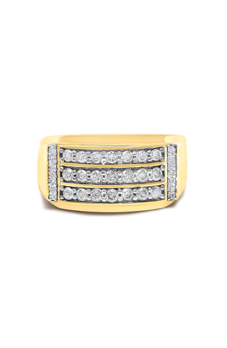 Haus of Brilliance Men's 14K Yellow Gold Plated Sterling Silver 3/4 Cttw Diamond 3 Row Band Ring, Main, color, Yellow Gold Over Silver