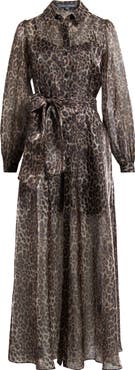 Julia Jordan Tie Belt Long Sleeve Maxi Shirtdress