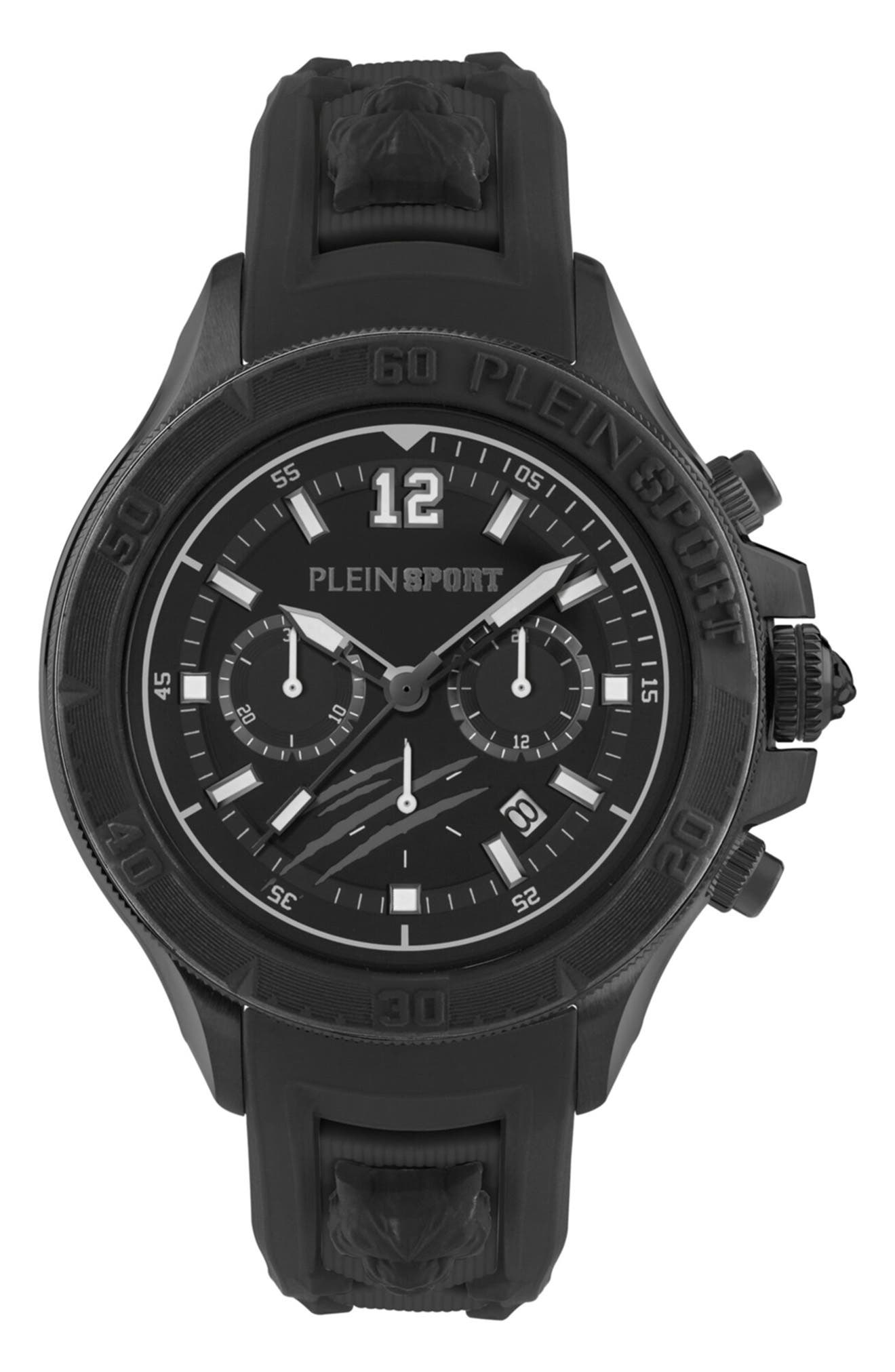 PLEIN SPORT Warrior Tech Silicone Strap Watch, 47mm