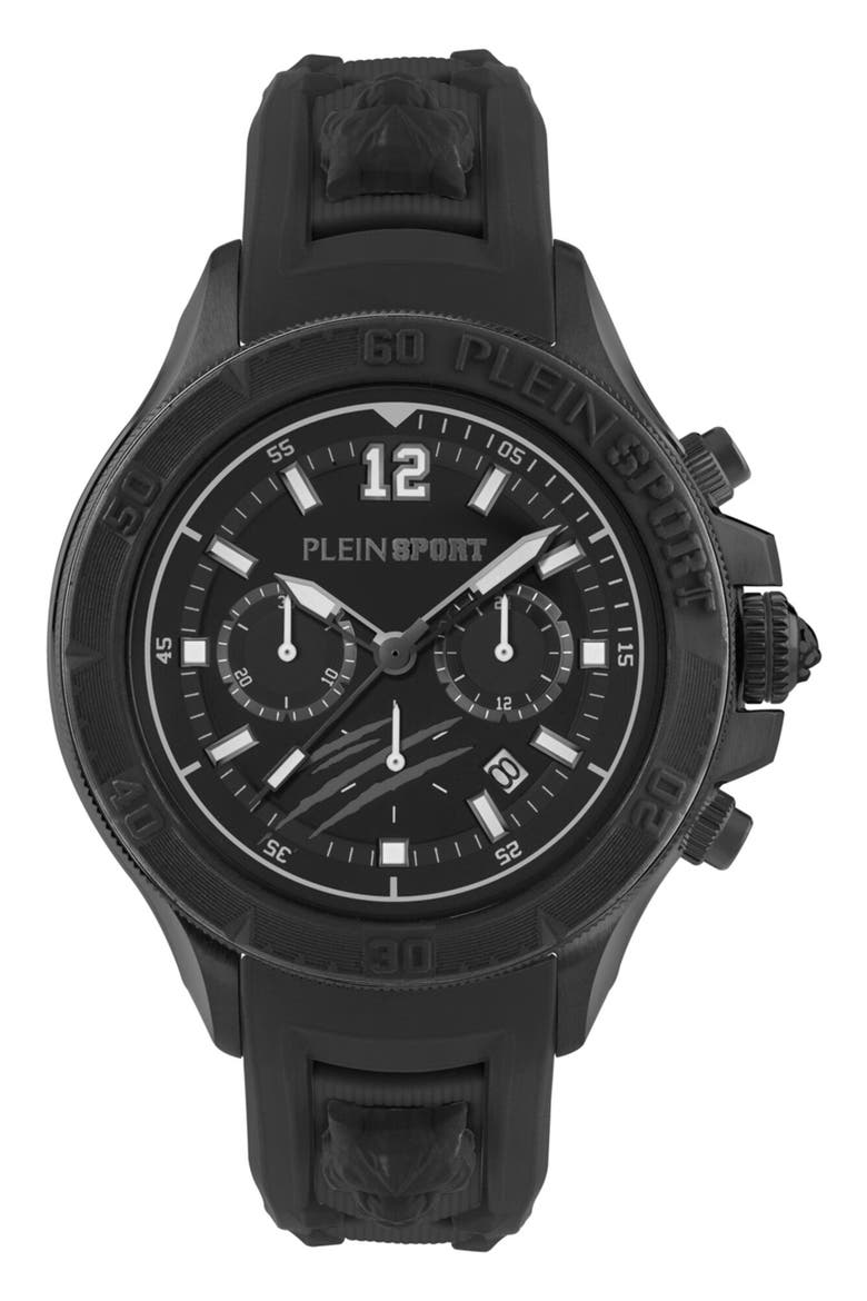 Warrior Tech Silicone Strap Watch, 47mm, Main, color, IP BLACK