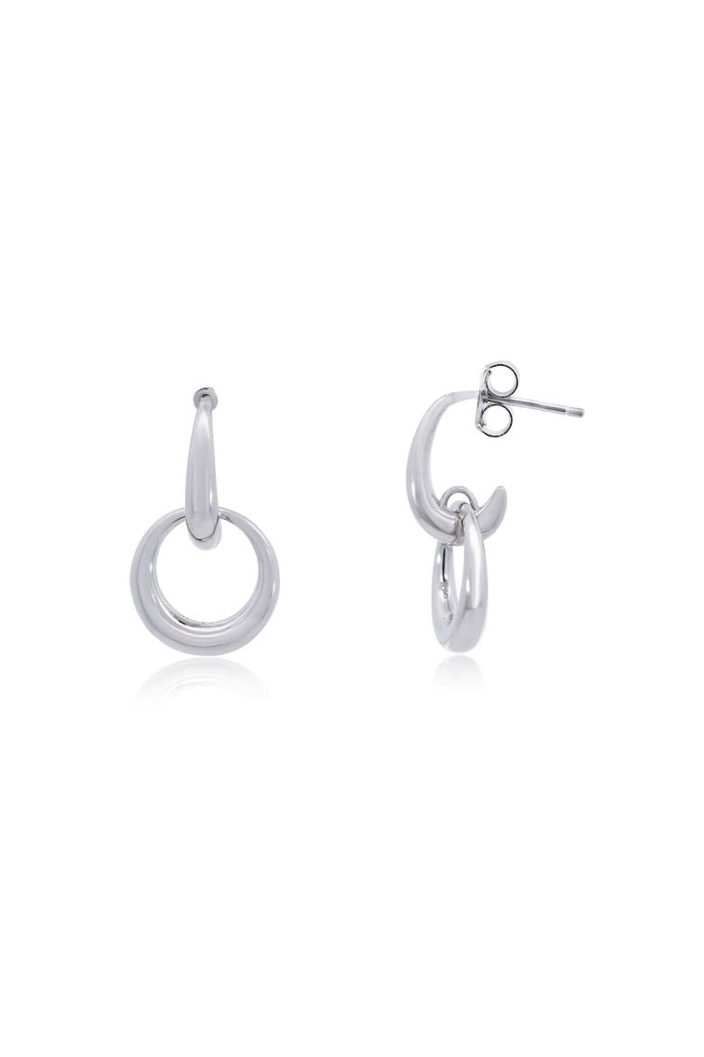 Double Round Link Drop Earrings, Main, color, Sterling Silver