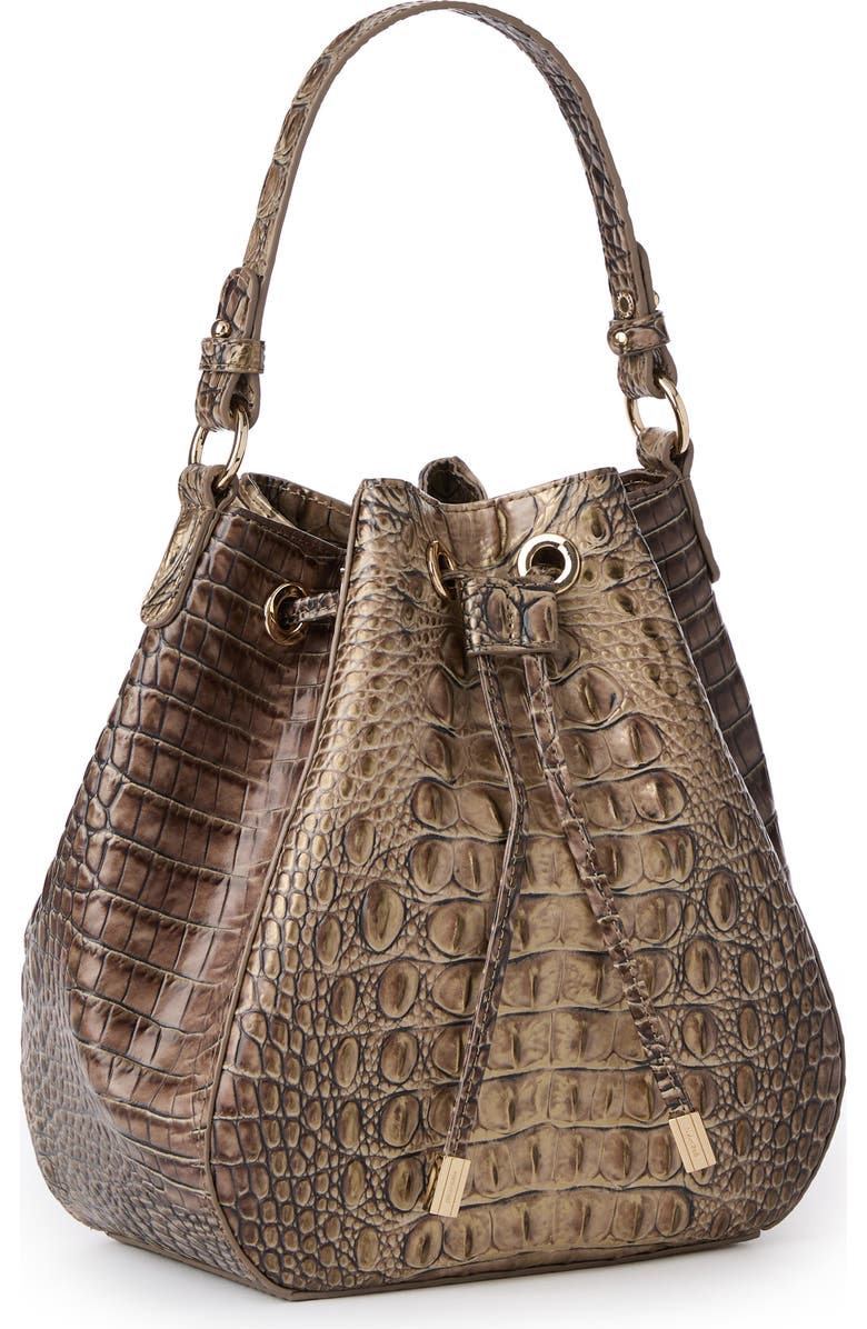 Brahmin Melinda Croc Embossed Leather Bucket Bag, Alternate, color,