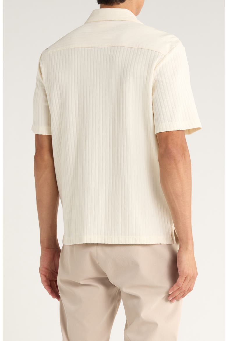 Vertical Stripe Textured Camp Shirt, Alternate, color, CREAM