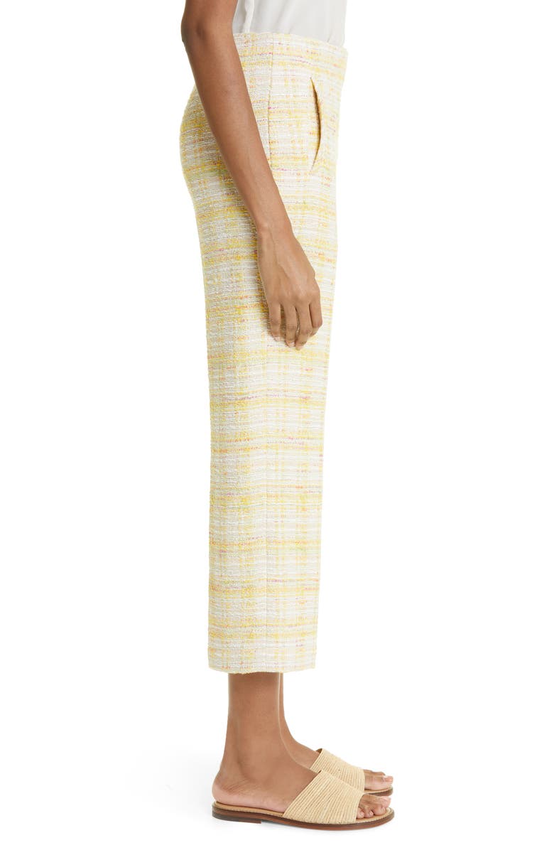 Lisa Marie Fernandez Crop High Waist Straight Leg Cotton Blend Tweed Pants, Alternate, color, 