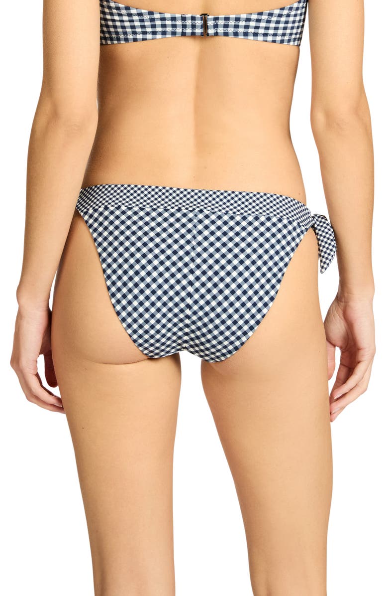 Robin Piccone Brigitte Side Tie Bikini Bottoms, Alternate, color, Navy/ Cream