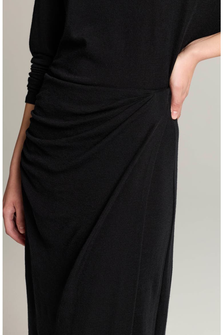 Ruched Wool Blend Knit Midi Skirt, Alternate, color, BLACK