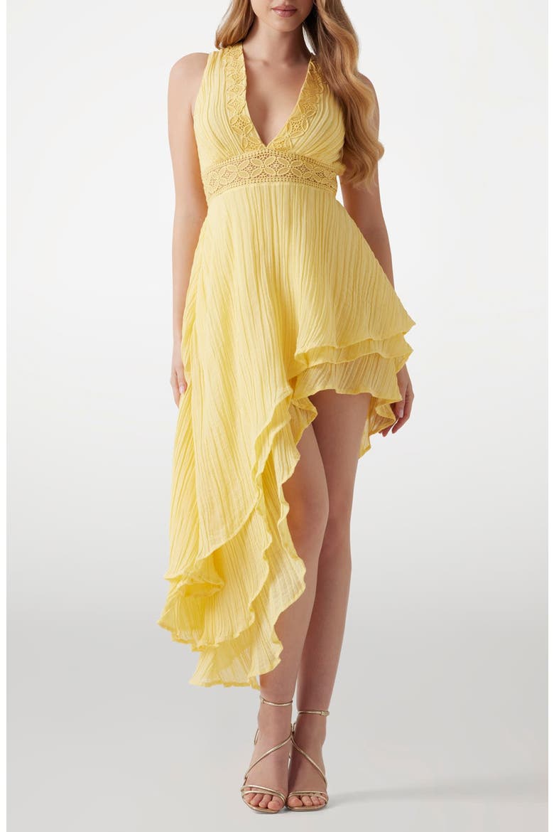 Danny Asymmetric Hem Dress, Main, color, BRIGHT YELLOW