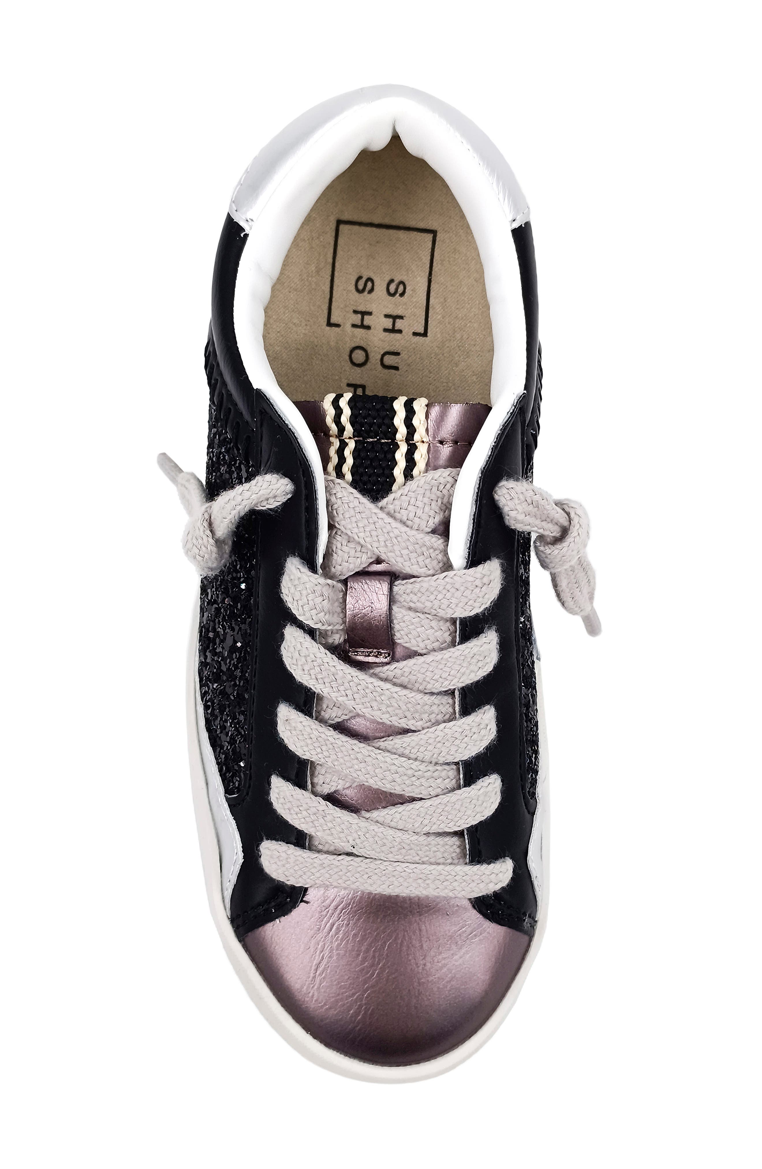 SHUSHOP Kids' Ruby Sneaker, Alternate, color, Black Glitter