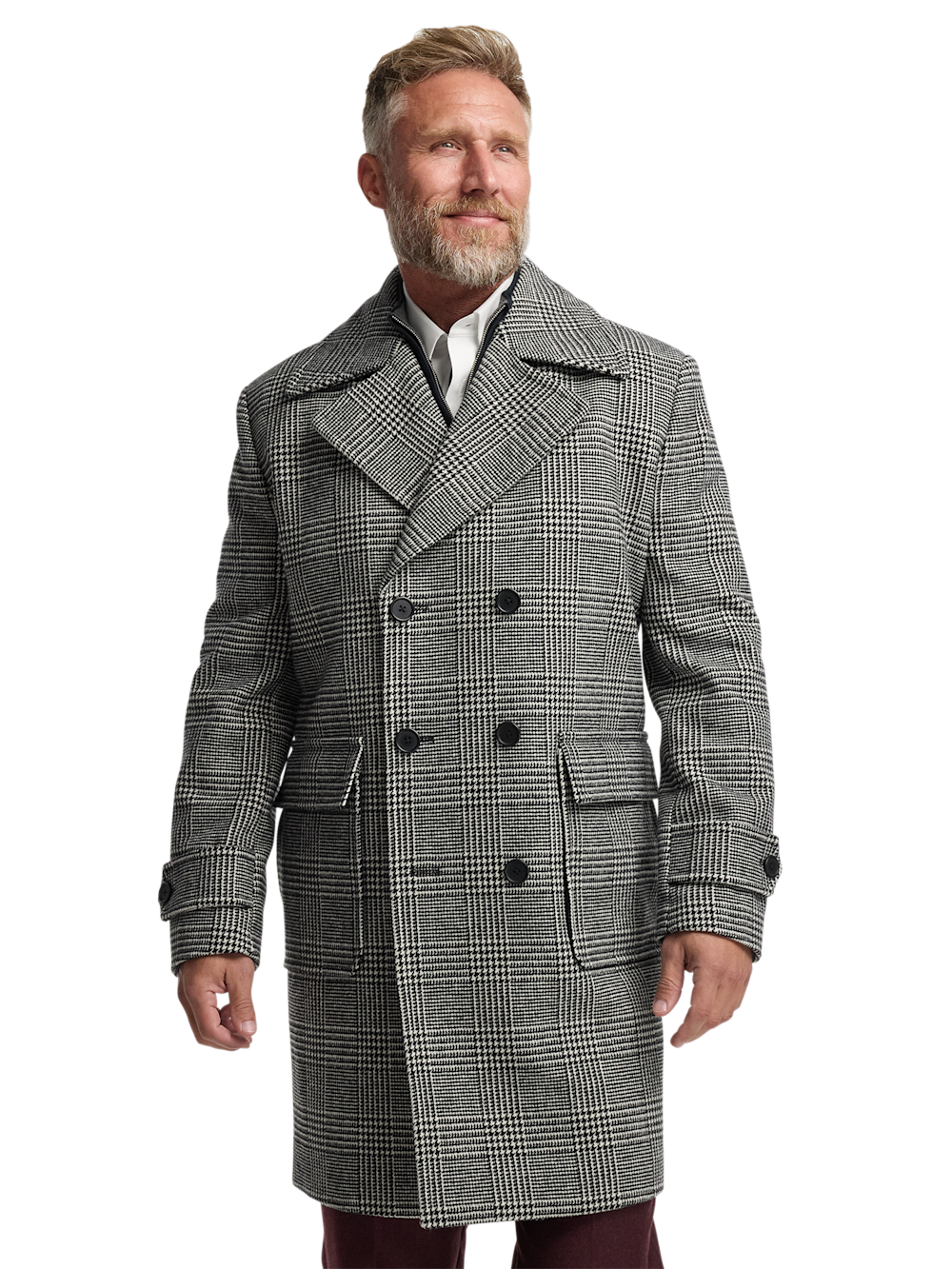 Wool Blend Plaid Double Breasted Topcoat - image 2