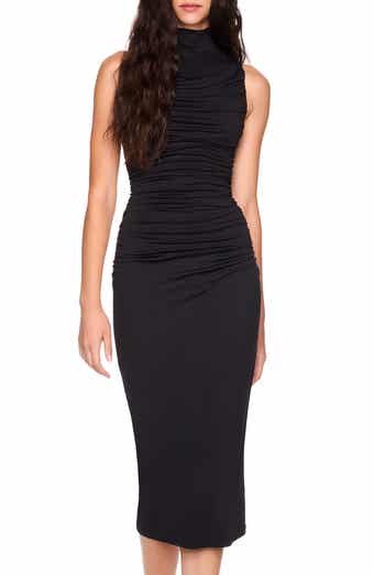 Susana Monaco Gathered Mock Neck Midi Dress