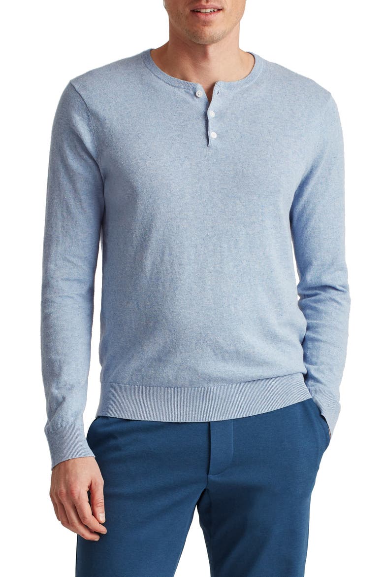 Cotton Blend Long Sleeve Henley Sweater, Main, color, EDGEWATER