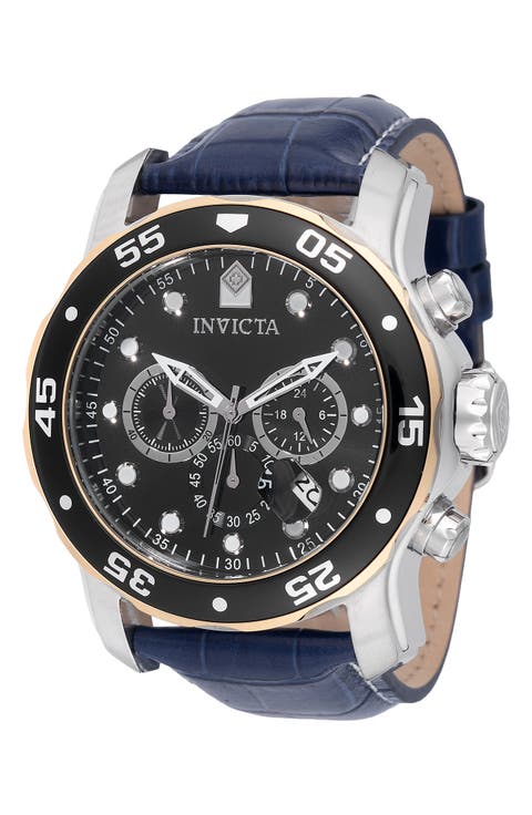 Pro Diver Chronograph Leather Strap Watch, 48mm