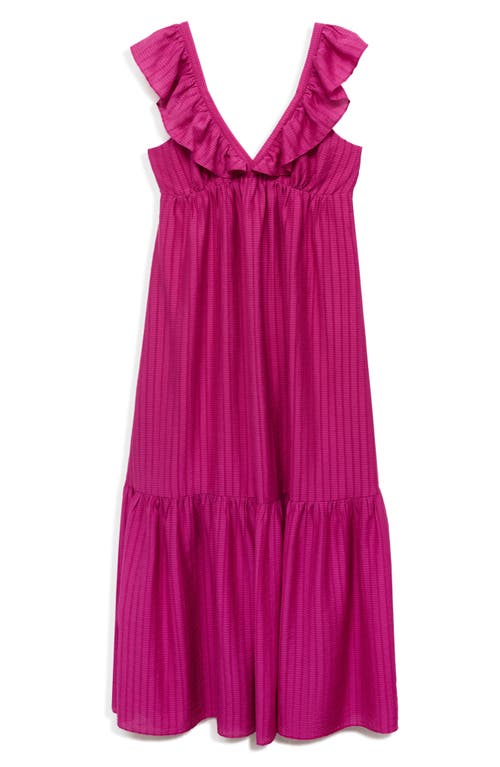 Mango Long Dress With Ruffle Neckline Fuchsia In Pink