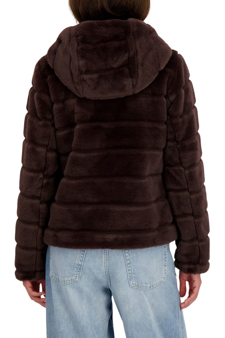 Hooded Faux Fur Jacket, Alternate, color, BROWN