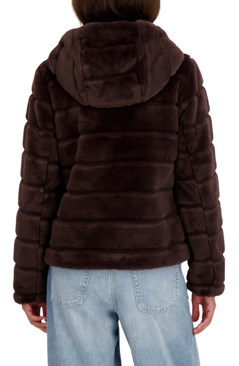 Sebby Hooded Faux Fur Jacket, Alternate, color, Brown