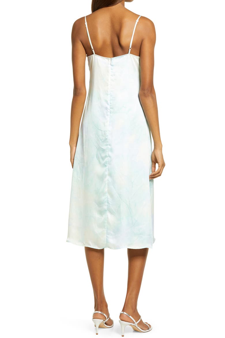 Tranquil State Tie Dye Satin Midi Dress, Alternate, color, BLUE MULTI