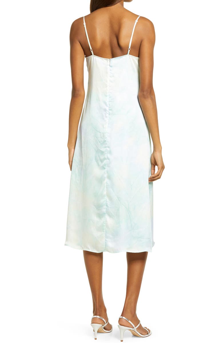 Lulus Tranquil State Tie Dye Satin Midi Dress, Alternate, color,