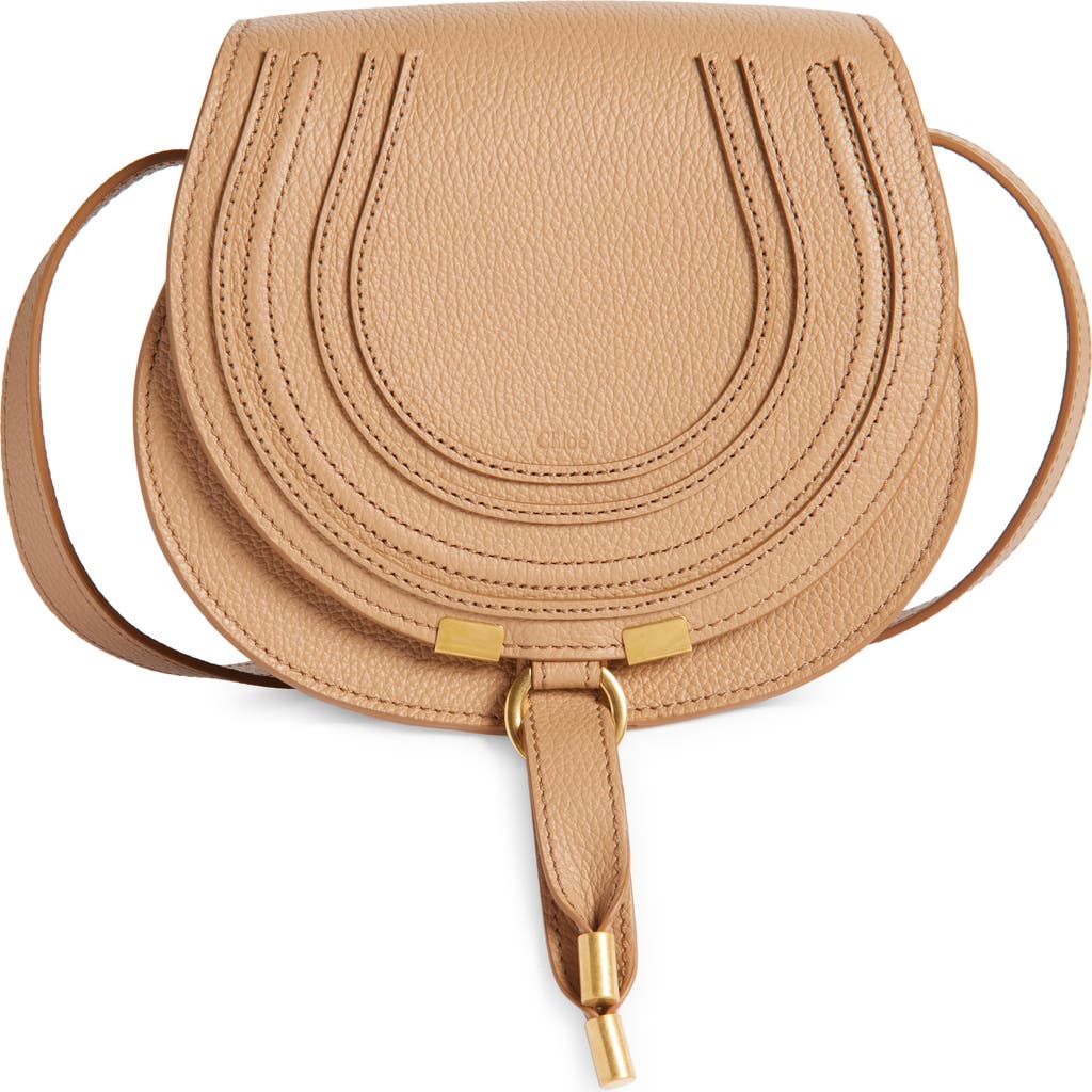 Chloé Small Marcie Leather Crossbody Bag In Light Tan