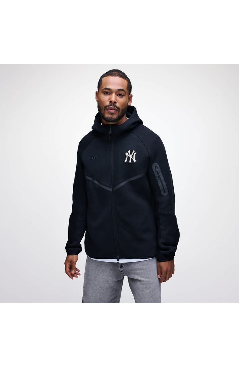 Nike Men's Nike Black New York Yankees Tech Fleece Raglan Full-Zip Windrunner Hoodie, Main, color, Black
