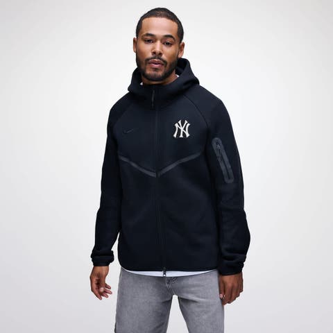 Men's Nike Black New York Yankees Tech Fleece Raglan Full-Zip Windrunner Hoodie