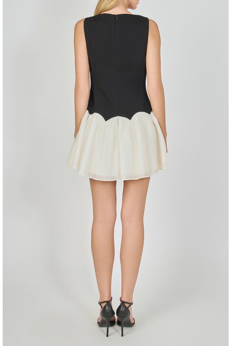 Boat Neck Minidress, Alternate, color, BLACK/CREAM