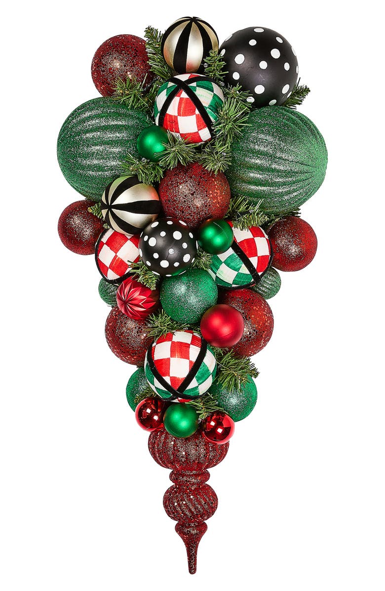 MACKENZIE CHILDS Check It Out Illuminated Christmas Swag, Main, color, Green