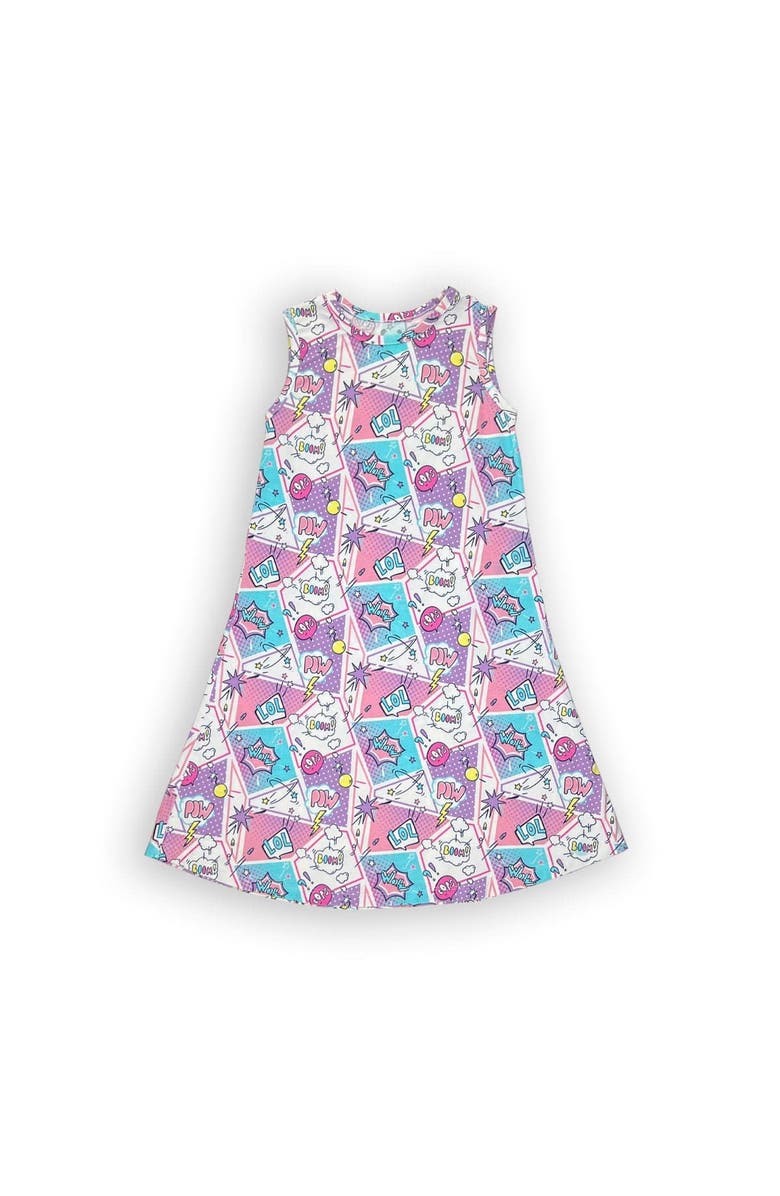 Bellabu Bear Kids' Comic Purple Sleeveless Dress, Main, color, Comic Purple