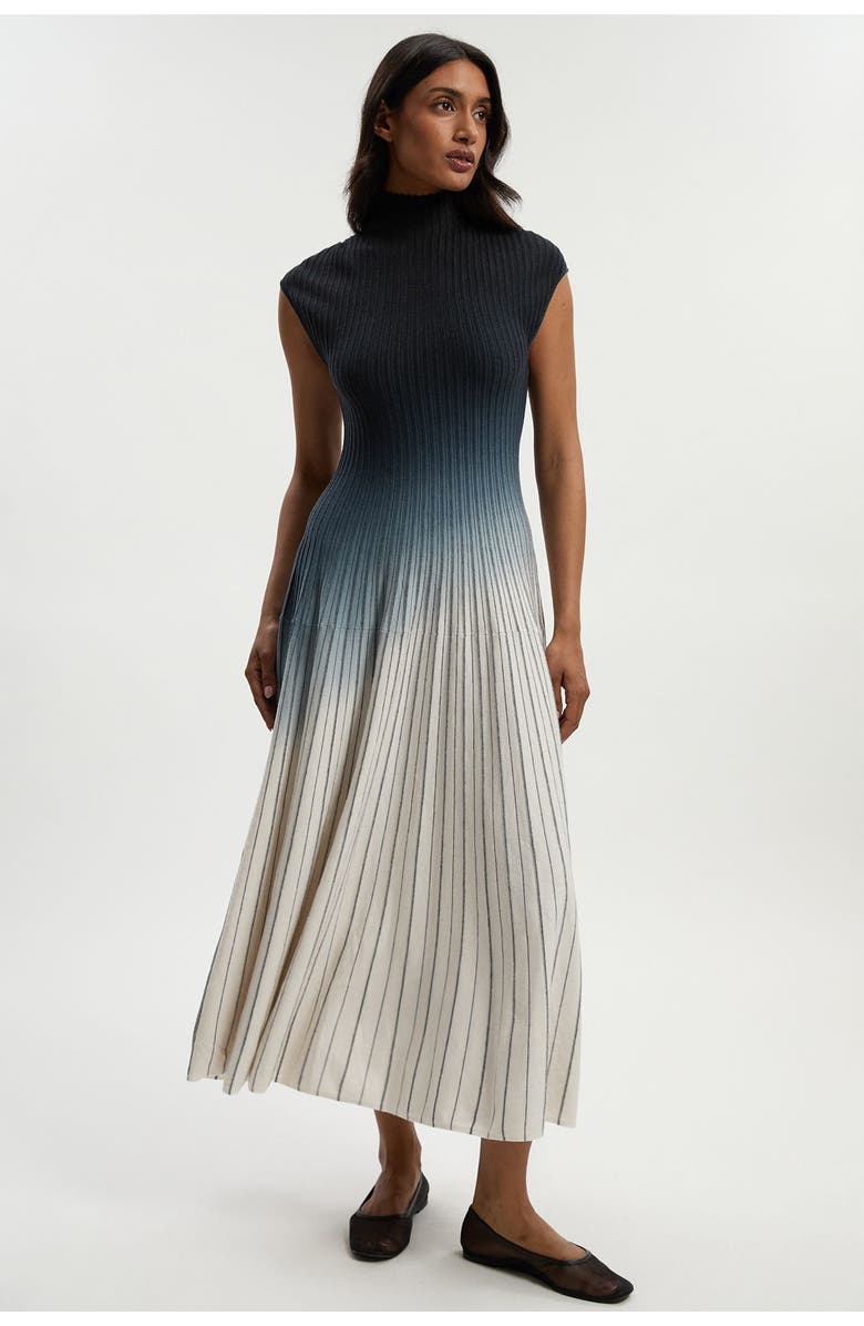Karen Millen Dip Dye Detail Knitted Maxi Dress, Main, color, Navy
