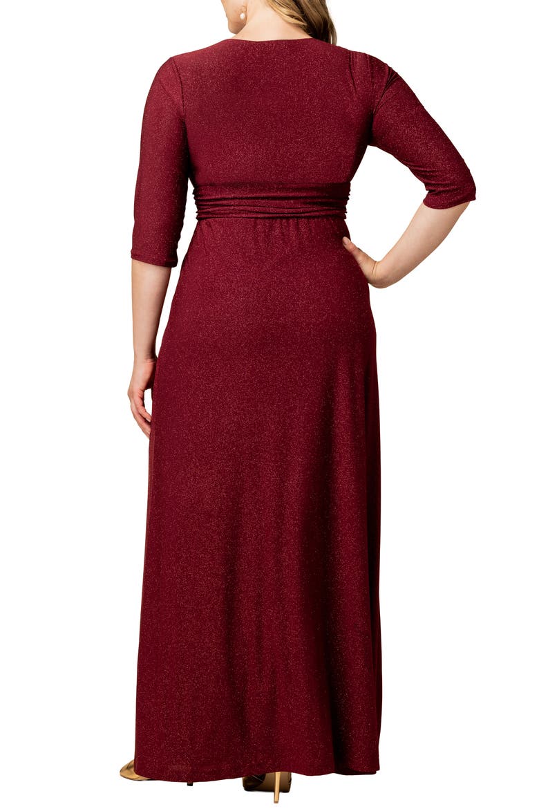 Romanced by Moonlight Glitter A-Line Jersey Gown, Alternate, color, DARK RED