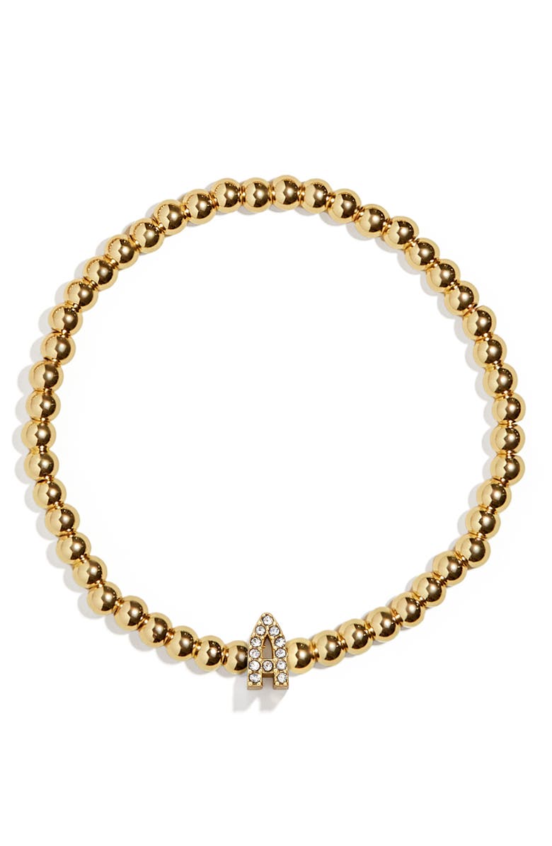 BaubleBar Pisa Pavé Initial Bracelet, Main, color, Gold A