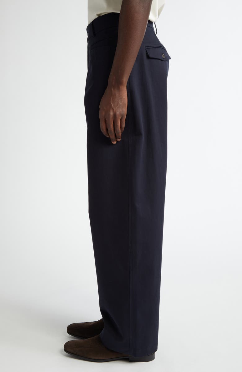 De Bonne Facture Wide Leg Brushed Cotton Work Pants, Alternate, color, Navy