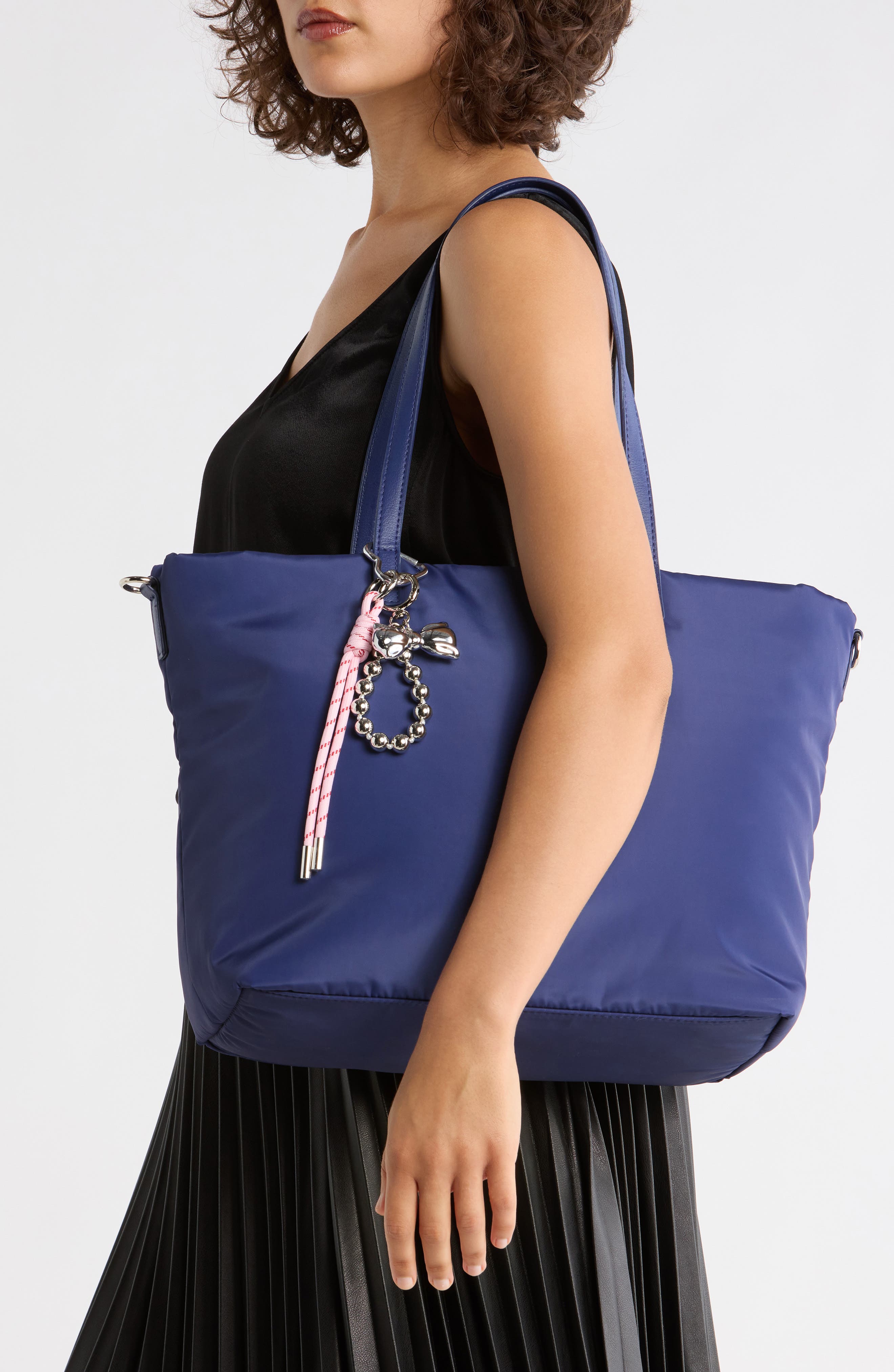 Madden Girl Recycled Polyester Tote Bag, Alternate, color, Navy