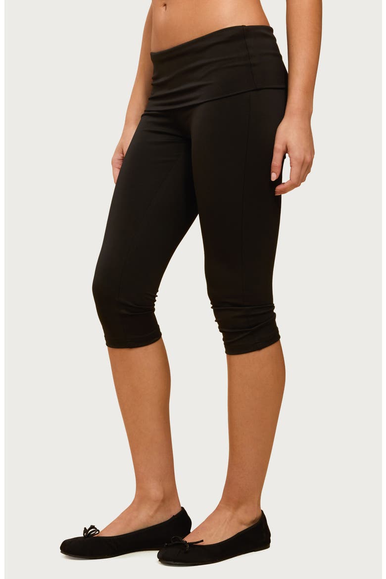 Ravena Foldover Low Rise Capri Leggings, Alternate, color, BLACK
