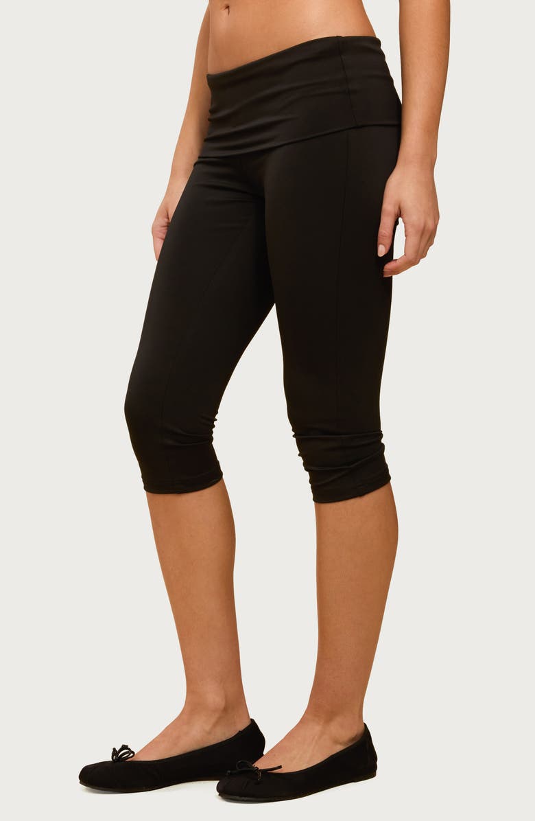 EDIKTED Ravena Foldover Low Rise Capri Leggings, Alternate, color, Black