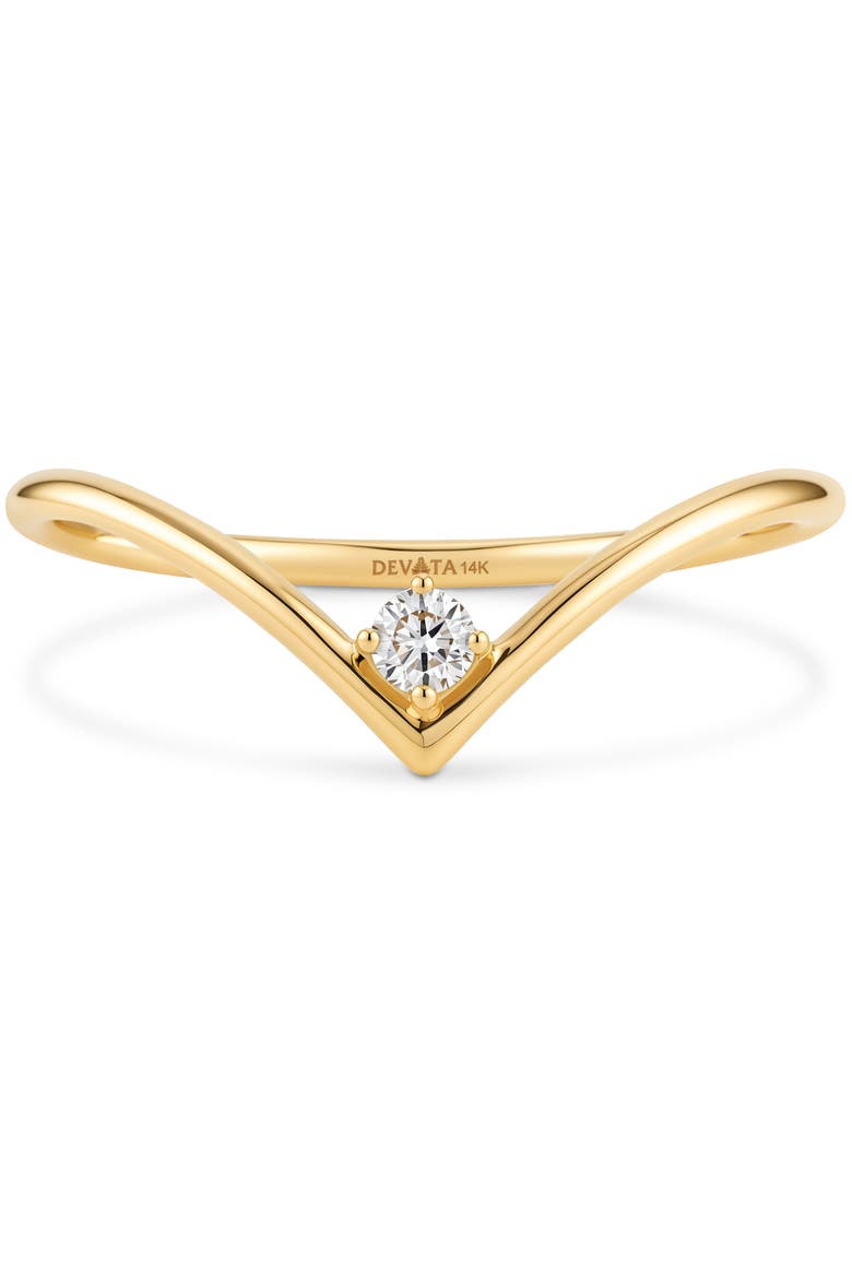 Chevron Round Lab Grown Diamond Ring in 14K Gold, Main, color, Yellow Gold