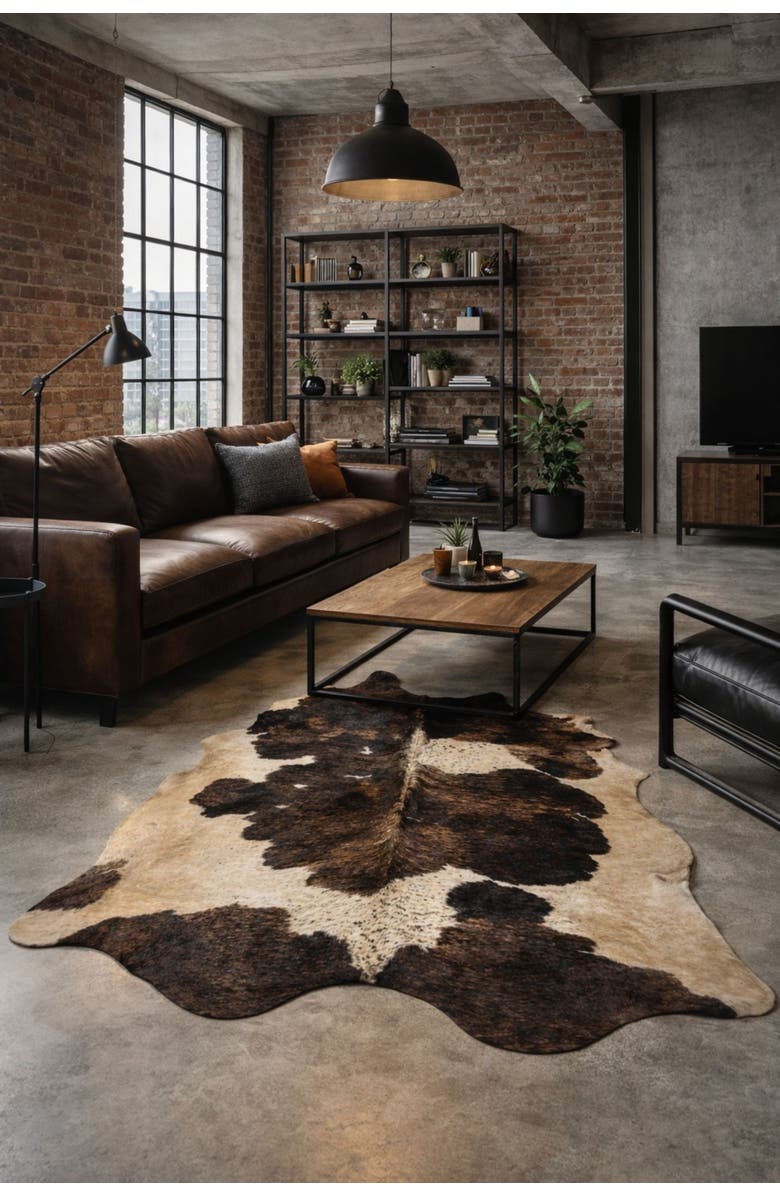 Rhacam Eco Hides Brindle Cowhide Rug 7'11" × 6'4", Alternate, color, Brindle