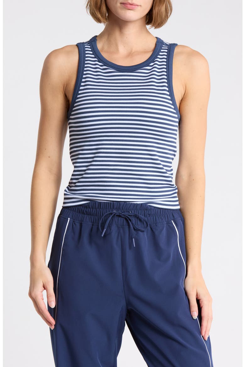 Seamless Ribbed Striped Tank, Main, color, NAVAL BLUE/ WHITE