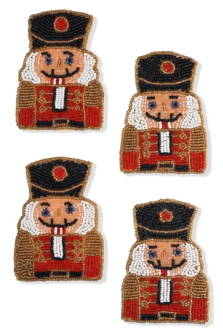 Nutcracker Set of 4 Beaded Coasters, Main, color, RED