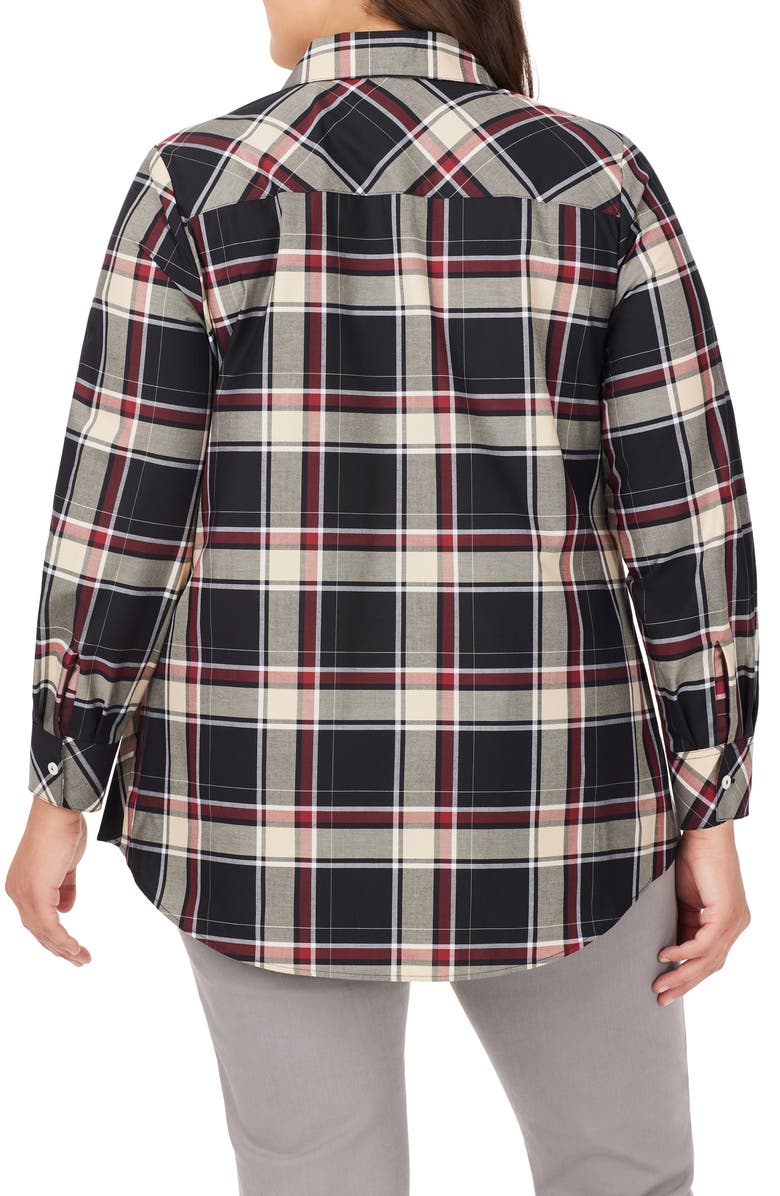 Foxcroft Cici Plaid Long Sleeve Tunic, Alternate, color, 