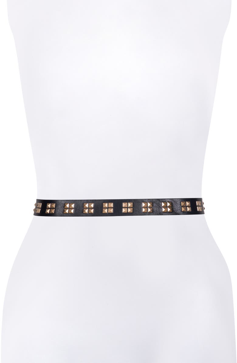 AllSaints Pyramid Stud Leather Belt, Alternate, color, 