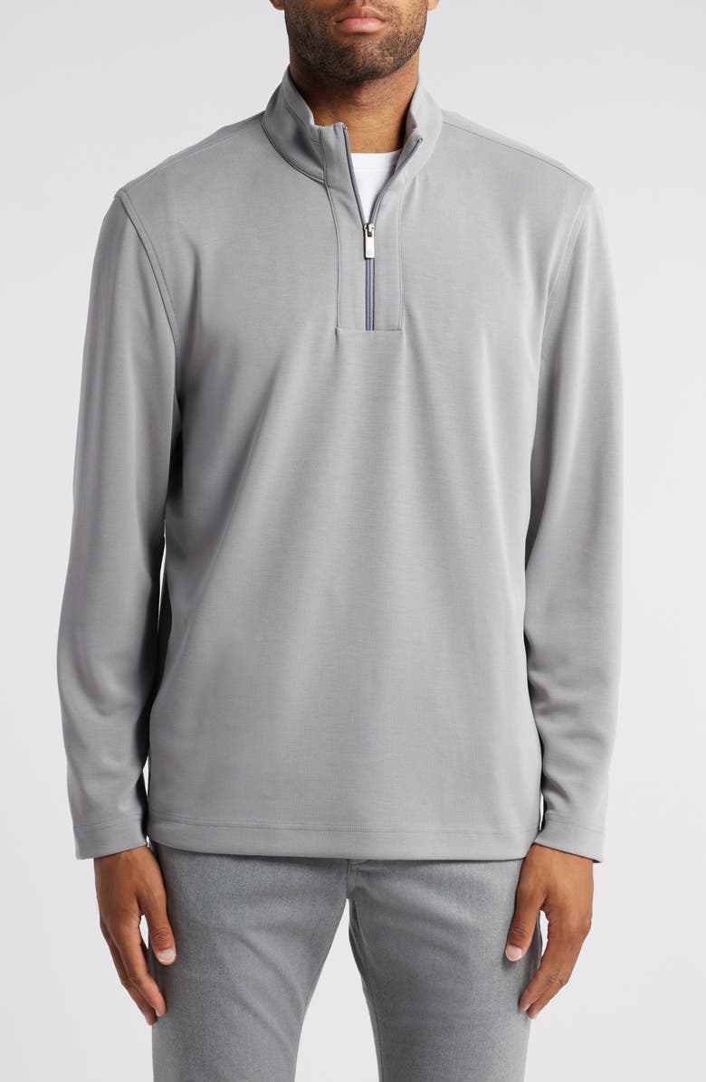 Johnston & Murphy Vintage Wash Quarter Zip Top, Main, color, Gray